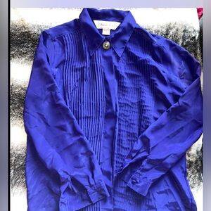 Penbrooke Lane Vintage‎ Women's Purple Silky Button Down Blouse, 12